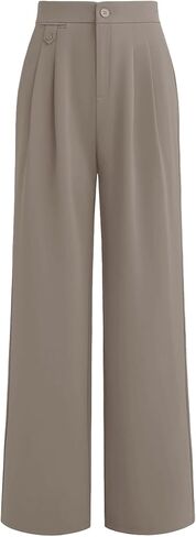 سروال عمل نسائي عالي الخصر من Cicy Bell مطوي للمكتب كاجوال مستقيم الساق مع جيوب in Kuwait