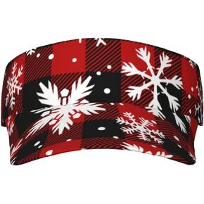 Cute Christmas Holiday Hats Men Women Xmas Snowflakes Sun Sport Visor Hat Red Plaid Adjustable Cap One Size in Kuwait