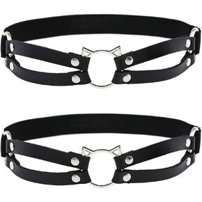 YunPeng Women Girl Cute Leather Elasticity Leg Harness Garter Belts Adjustable Punk Thigh Garter 2pcs