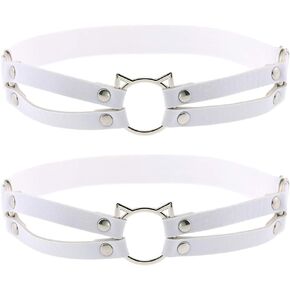 Women Girl Leather Hollow Cat Garters Punk Rock Rivet Leg Elastic Garter Leg Ring 2pcs in Kuwait