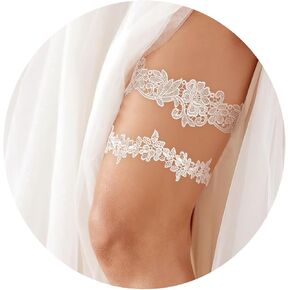 Garters fot Bride, Wedding Garter Set fot Bride, Garter Belts fot Thigh Highs, 2 Pieces White Garter Belt