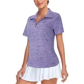 قمصان بولو جولف للسيدات من Tanst Sky، قمصان رياضية ماصة للرطوبة، سحاب لتمارين التنس، سريعة الجفاف in Kuwait