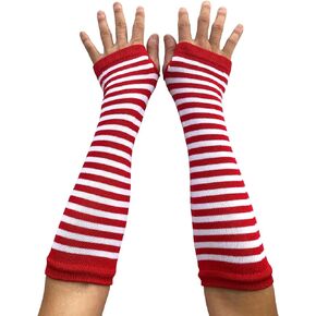SYAYA Striped Winter Arm Warmers, Long Fingerless Gloves For Punk Rock/Cosplay/Goth/Christmas Party WM-S-G2