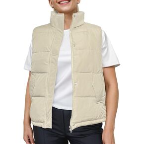 ZOLISU Puffer Vest Women Zip Up Sleeveless Puffy Womens Outerwear Vests Stand Collar Padded Gilet Jacket with Pockets in Saudi Arabia
