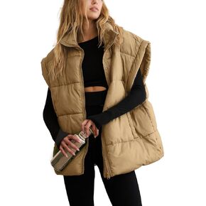 AMEBELLE Women's Oversized Puffer Vest Winter Quilted Lightweight Stand Collar Warm Padded Gilet Sleeveless Puffy Outerwear