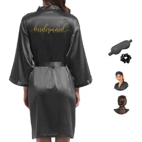 Bride Robe Womens Kimono Robes Satin Bridesmaid Wedding Party Robes Bridal Morning Robes Silk Robes Silky Dressing Gown in Kuwait
