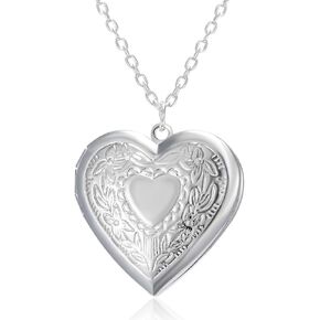 Heart Pendant Necklace for Womens Sterling Silver Locket Necklaces for Mom Birthday Gift Ideas Daughter Niece Graduation Gifts for Her Girlfriend Wife Christmas Gifts for Best Friend Photo Necklace in Saudi Arabia
