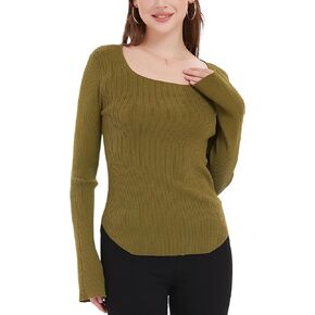 سترة نسائية من POPDM بأكمام طويلة ورقبة مربعة خفيفة الوزن للخريف والربيع in Kuwait