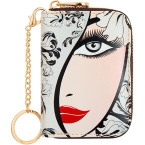 Credit Card Holder, RFID Blocking Wallet for Women Small Slim Leather Wallets with Keychain Zipper Business Cards Case (A Pink Romantic Flowers) in Kuwait