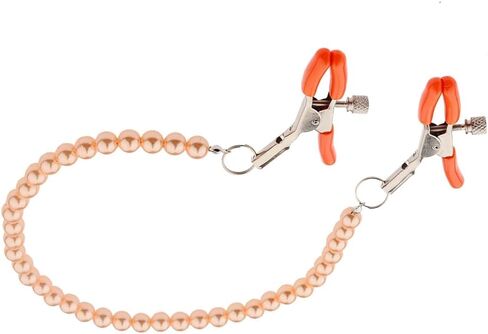 Morghabe Pearl Nipple Clamp Clip with Chain Sexual Pleasure Metal Adjustable Non Piercing Nipple Clip on Jewelry Breasts Clip for Women sox Toys (red) in Saudi Arabia