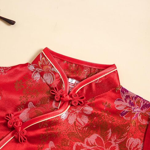 Girls Peony Qipao Chinese New Year Dress Chinese Traditional Clothes for Kids Toddler in Saudi Arabia