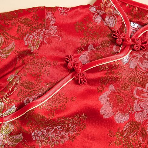 Girls Peony Qipao Chinese New Year Dress Chinese Traditional Clothes for Kids Toddler in Saudi Arabia