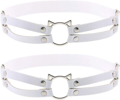 Women Girl Leather Hollow Cat Garters Punk Rock Rivet Leg Elastic Garter Leg Ring 2pcs in Saudi Arabia