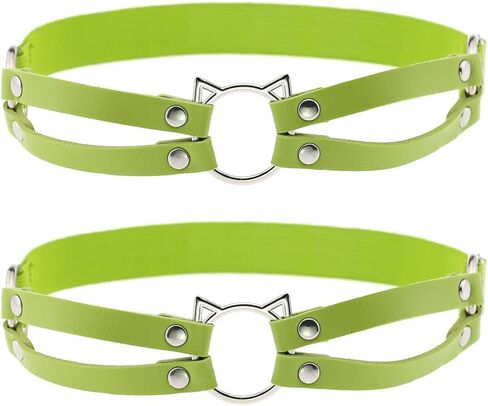 Women Girl Leather Hollow Cat Garters Punk Rock Rivet Leg Elastic Garter Leg Ring 2pcs in Saudi Arabia