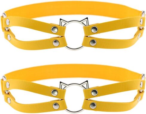 Women Girl Leather Hollow Cat Garters Punk Rock Rivet Leg Elastic Garter Leg Ring 2pcs in Saudi Arabia