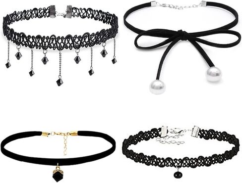 Akstore Velvet Choker Classic Choker Necklace Womens Layered Cute Black in Kuwait