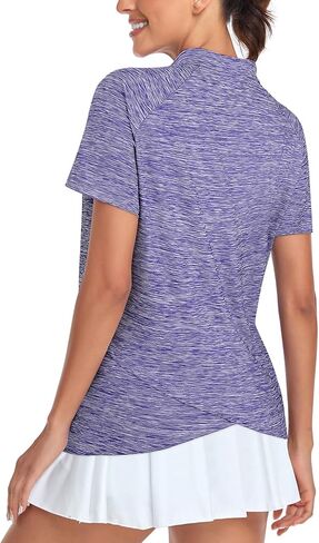 قمصان بولو جولف للسيدات من Tanst Sky، قمصان رياضية ماصة للرطوبة، سحاب لتمارين التنس، سريعة الجفاف in Kuwait