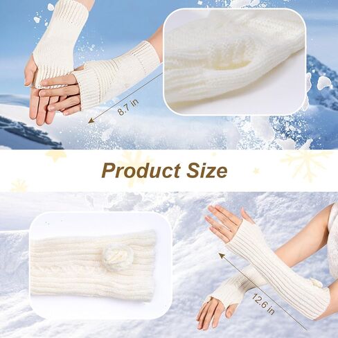 4 أزواج من قفازات تدفئة الذراع وتدفئة المعصم من MANOPAWS، قفازات دافئة بدون أصابع، قفازات شتوية متماسكة ناعمة للذراع للنساء in Kuwait