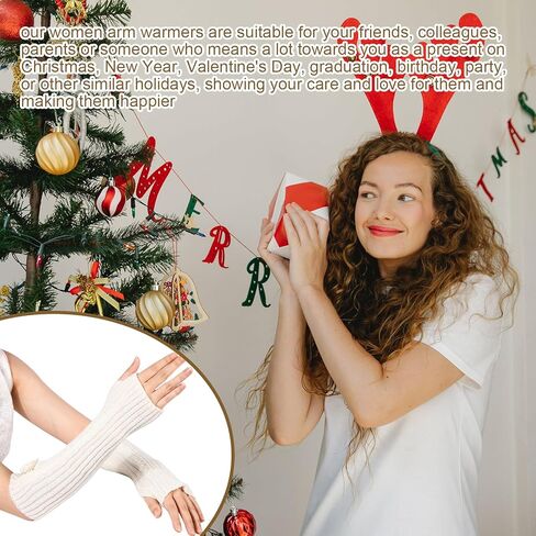 4 أزواج من قفازات تدفئة الذراع وتدفئة المعصم من MANOPAWS، قفازات دافئة بدون أصابع، قفازات شتوية متماسكة ناعمة للذراع للنساء in Kuwait