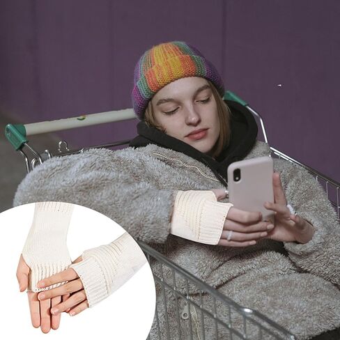 4 أزواج من قفازات تدفئة الذراع وتدفئة المعصم من MANOPAWS، قفازات دافئة بدون أصابع، قفازات شتوية متماسكة ناعمة للذراع للنساء in Kuwait