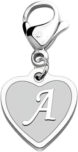 FAADBUK Initial Letter A-Z Alphabet Heart Charms for Jewelry Bracelet Keychain Necklace Initial Stainless steel Clasp Clip on Charm in Kuwait