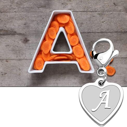 FAADBUK Initial Letter A-Z Alphabet Heart Charms for Jewelry Bracelet Keychain Necklace Initial Stainless steel Clasp Clip on Charm in Kuwait