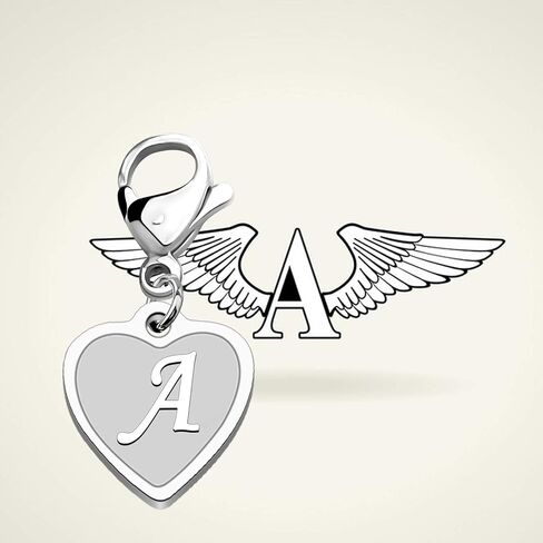 FAADBUK Initial Letter A-Z Alphabet Heart Charms for Jewelry Bracelet Keychain Necklace Initial Stainless steel Clasp Clip on Charm in Kuwait
