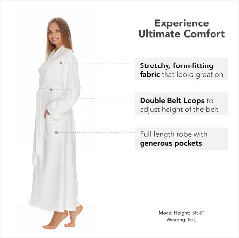 Boca Terry Womens Bath Robe, Soft Waffle Knit Robe, Long White Hotel Spa Robes in Saudi Arabia