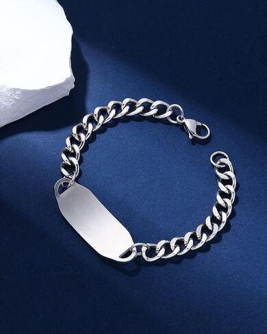 JF.JEWELRY أساور الهوية الطبية الشخصية للنساء والرجال | سوار طبي من الفولاذ المقاوم للصدأ قابل للتخصيص | سوار التنبيه الطبي لمرض السكري والحساسية in Kuwait