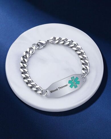 JF.JEWELRY أساور الهوية الطبية الشخصية للنساء والرجال | سوار طبي من الفولاذ المقاوم للصدأ قابل للتخصيص | سوار التنبيه الطبي لمرض السكري والحساسية in Kuwait