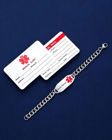 JF.JEWELRY أساور الهوية الطبية الشخصية للنساء والرجال | سوار طبي من الفولاذ المقاوم للصدأ قابل للتخصيص | سوار التنبيه الطبي لمرض السكري والحساسية in Kuwait