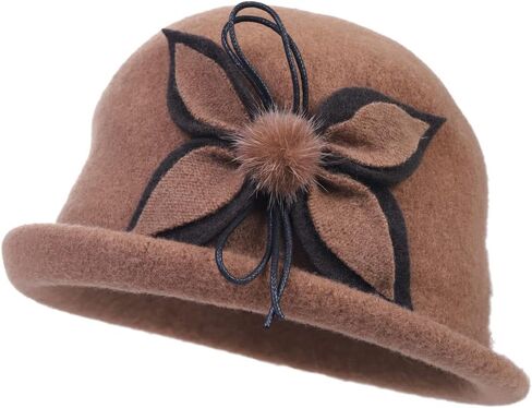 Ruphedy Women Wool Felt Bucket Hat Winter Church Dress Cloche Hats 1920s 50s in Saudi Arabia
