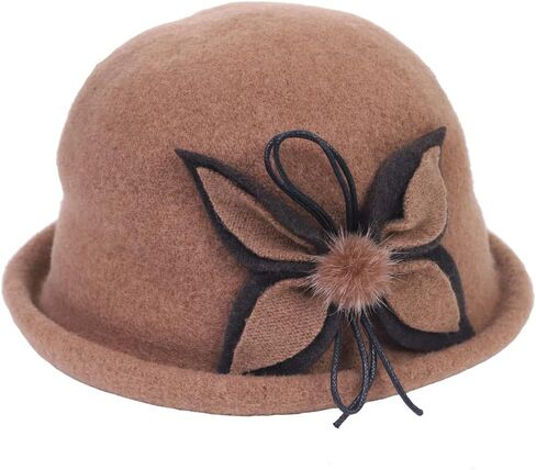 Ruphedy Women Wool Felt Bucket Hat Winter Church Dress Cloche Hats 1920s 50s in Saudi Arabia