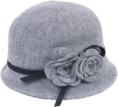Ruphedy Women Wool Felt Bucket Hat Winter Church Dress Cloche Hats 1920s 50s in Saudi Arabia
