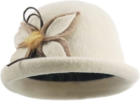 Ruphedy Women Wool Felt Bucket Hat Winter Church Dress Cloche Hats 1920s 50s in Saudi Arabia