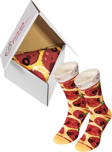 Rainbow Socks - Pizza Slice Box Socks - Pepperoni 1 pair Cotton Socks Made In Europe Unisex Funny Gift! in Saudi Arabia