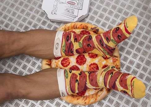 Rainbow Socks - Pizza Slice Box Socks - Pepperoni 1 pair Cotton Socks Made In Europe Unisex Funny Gift! in Saudi Arabia