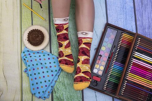 Rainbow Socks - Pizza Slice Box Socks - Pepperoni 1 pair Cotton Socks Made In Europe Unisex Funny Gift! in Saudi Arabia