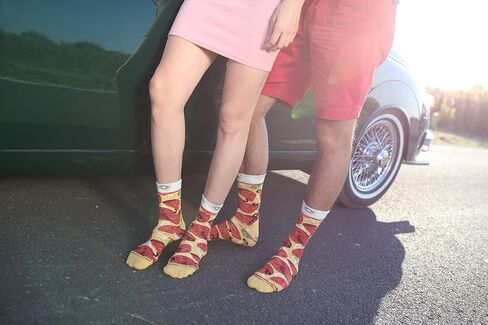 Rainbow Socks - Pizza Slice Box Socks - Pepperoni 1 pair Cotton Socks Made In Europe Unisex Funny Gift! in Saudi Arabia