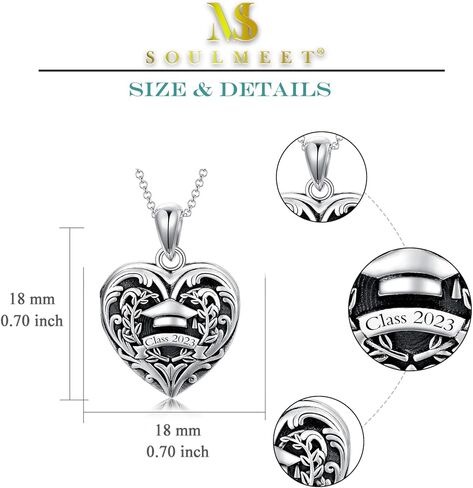 هدايا التخرج من SOULMEET لها، قلادة مدلاة بوصلة/تمريض فئة 2022/2023/2024 تحتوي على صورتين، قبعة تخرج، قلادة على شكل قلب للتهنئة in Kuwait