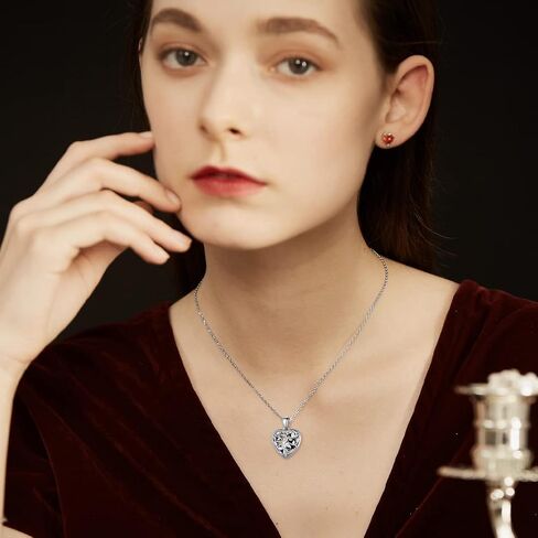 قلادة GOLDCHIC JEWELRY من الفضة الإسترلينية عيار 925 على شكل قلب تحمل صورًا للنساء والفتيات، حجر الميلاد/شجرة الحياة/زوجين قبلة/قلادة جناح الملاك مع سلسلة قابلة للتعديل مقاس 45.72 سم + 5.08 سم، مع صندوق هدايا in Saudi Arabia