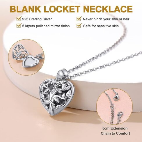 قلادة GOLDCHIC JEWELRY من الفضة الإسترلينية عيار 925 على شكل قلب تحمل صورًا للنساء والفتيات، حجر الميلاد/شجرة الحياة/زوجين قبلة/قلادة جناح الملاك مع سلسلة قابلة للتعديل مقاس 45.72 سم + 5.08 سم، مع صندوق هدايا in Saudi Arabia