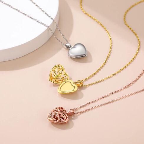 قلادة GOLDCHIC JEWELRY من الفضة الإسترلينية عيار 925 على شكل قلب تحمل صورًا للنساء والفتيات، حجر الميلاد/شجرة الحياة/زوجين قبلة/قلادة جناح الملاك مع سلسلة قابلة للتعديل مقاس 45.72 سم + 5.08 سم، مع صندوق هدايا in Saudi Arabia