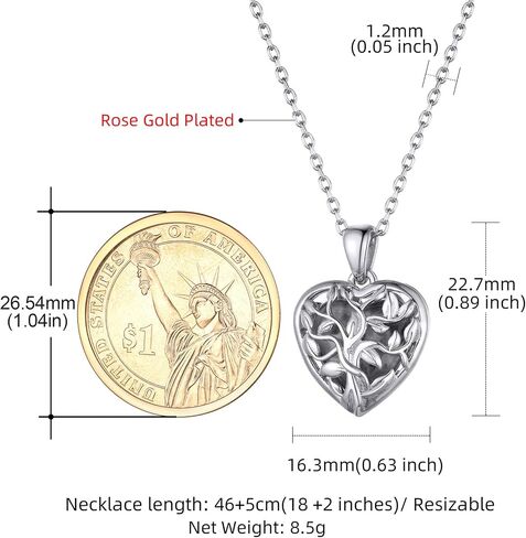 قلادة GOLDCHIC JEWELRY من الفضة الإسترلينية عيار 925 على شكل قلب تحمل صورًا للنساء والفتيات، حجر الميلاد/شجرة الحياة/زوجين قبلة/قلادة جناح الملاك مع سلسلة قابلة للتعديل مقاس 45.72 سم + 5.08 سم، مع صندوق هدايا in Saudi Arabia