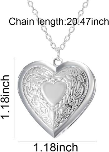 Heart Pendant Necklace for Womens Sterling Silver Locket Necklaces for Mom Birthday Gift Ideas Daughter Niece Graduation Gifts for Her Girlfriend Wife Christmas Gifts for Best Friend Photo Necklace in Saudi Arabia