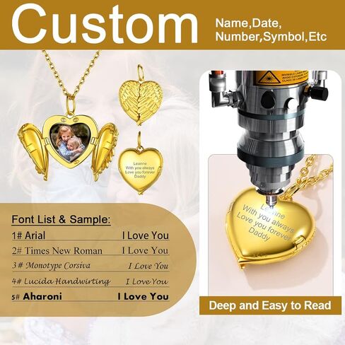 قلادة GOLDCHIC JEWELRY من الفضة الإسترلينية عيار 925 على شكل قلب تحمل صورًا للنساء والفتيات، حجر الميلاد/شجرة الحياة/زوجين قبلة/قلادة جناح الملاك مع سلسلة قابلة للتعديل مقاس 45.72 سم + 5.08 سم، مع صندوق هدايا in Kuwait