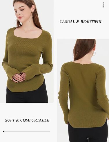 سترة نسائية من POPDM بأكمام طويلة ورقبة مربعة خفيفة الوزن للخريف والربيع in Kuwait