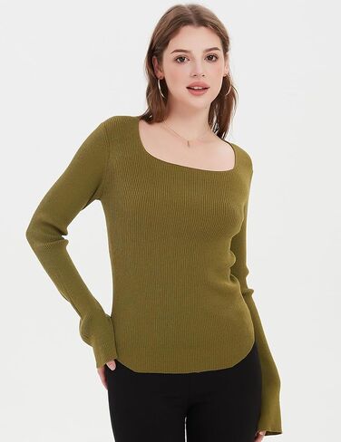 سترة نسائية من POPDM بأكمام طويلة ورقبة مربعة خفيفة الوزن للخريف والربيع in Kuwait