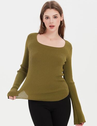 سترة نسائية من POPDM بأكمام طويلة ورقبة مربعة خفيفة الوزن للخريف والربيع in Kuwait