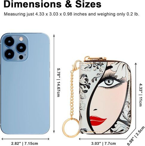 Credit Card Holder, RFID Blocking Wallet for Women Small Slim Leather Wallets with Keychain Zipper Business Cards Case (A Pink Romantic Flowers) in Kuwait